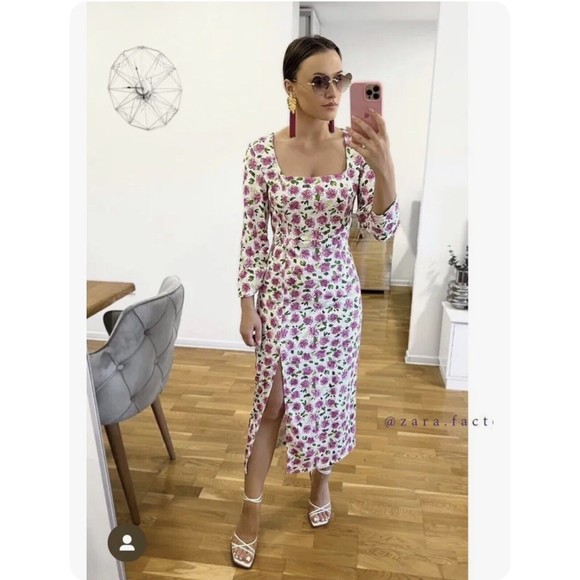 Zara Women's Dress Floral Midi Size S NEW - Picture 7 of 12